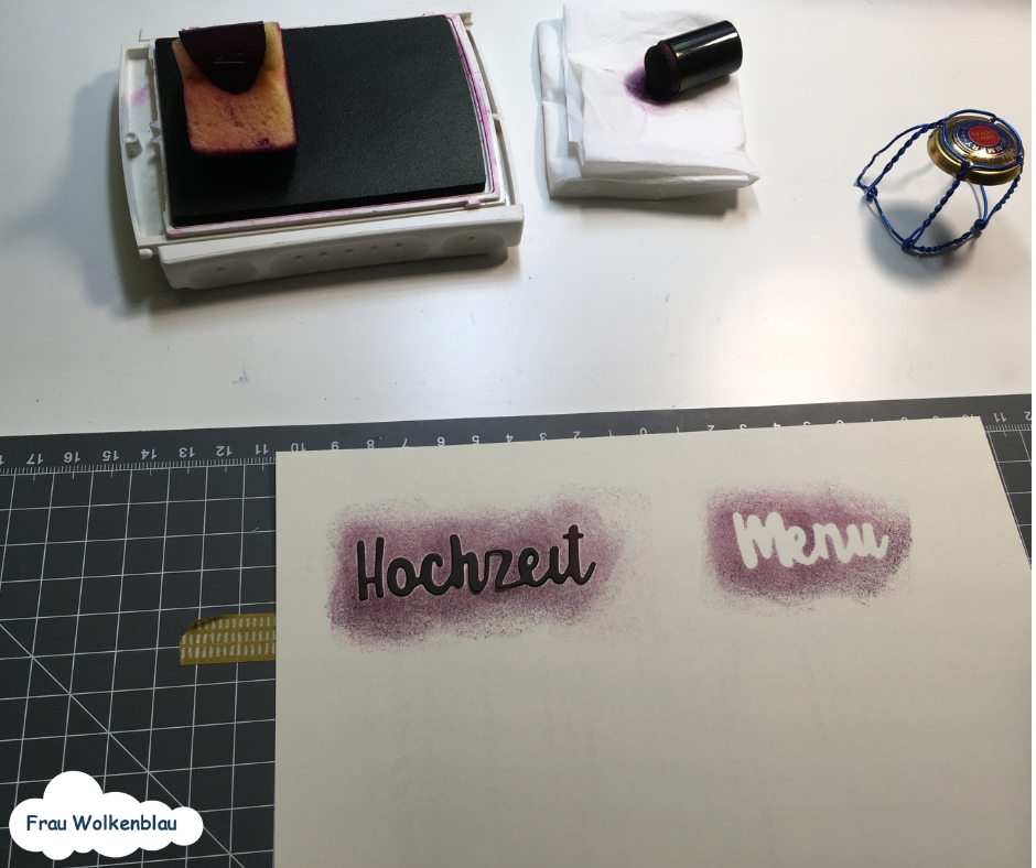 Hochzeitsmenükarte einfärben